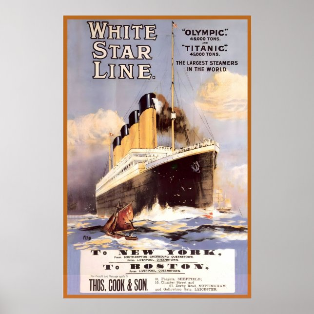Titanic White Star Line The Largest Steamers in Poster (Framsidan)
