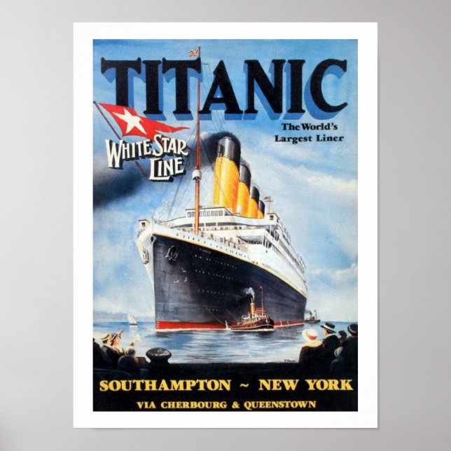 Titanic White Star Line - Världens Största Linjefa Poster (Framsidan)