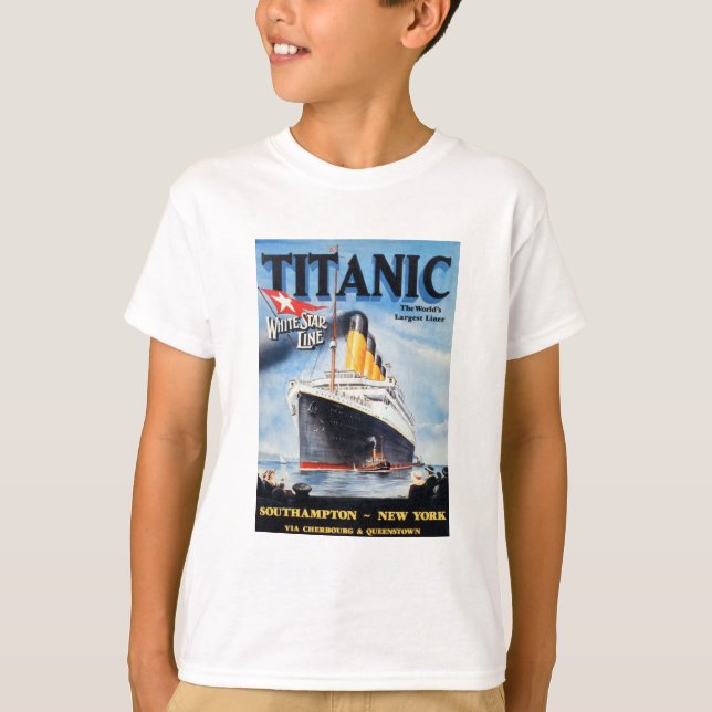 Titanic White Star Line - Världens Största Linjefa T Shirt (Framsida)