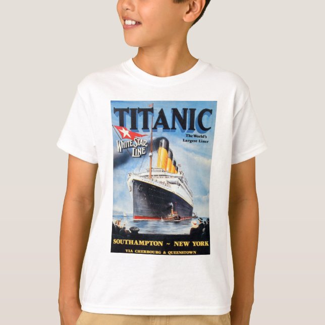 Titanic White Star Line - Världens Största Linjefa Tee Shirt (Framsida)