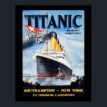Titanic White Star Line - Världens största linjera Poster<br><div class="desc">Titanic White Star Line Poster från 1912. Världens största liner - Southampton till New York via Cherbourg & Queenstown.</div>