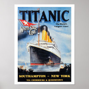 Titanic White Star Line - Världens största linjera Poster
