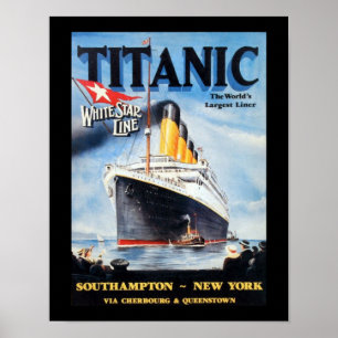 Titanic White Star Line - Världens Största Linjesk Poster