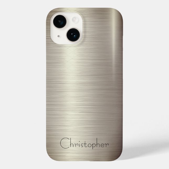 Titanium guld Stainless Steel Print iphone 15 (Baksida)