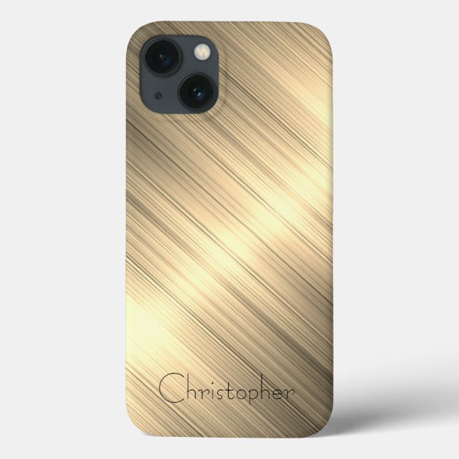Titanium guld Stainless Steel Print iphone 15 (Baksida)