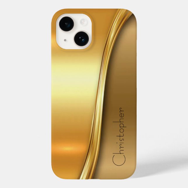 Titanium guld Stainless Steel Print iphone 15 (Baksida)