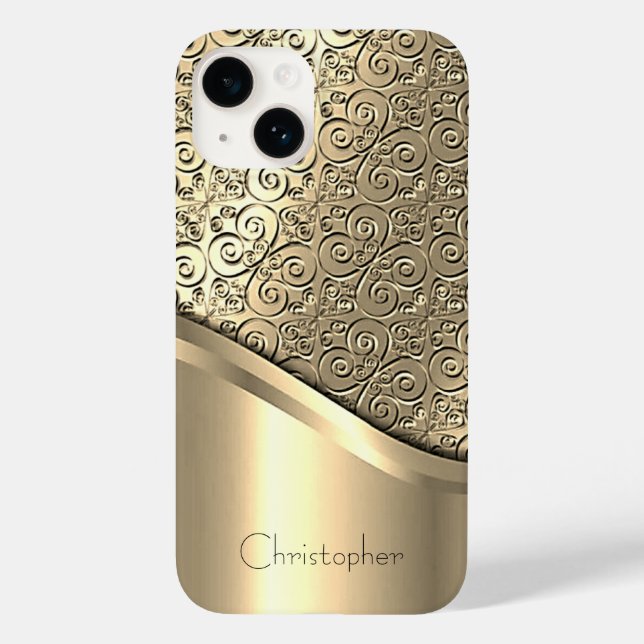 Titanium Polerad guld Radial Metallisk iphone 15 (Baksida)