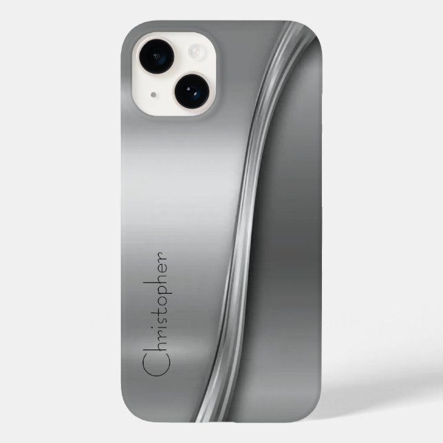 Titanium-polerad Silver Radial Metallic iphone 15 (Baksida)
