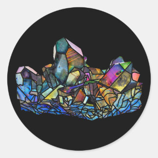 Titanium Quartz Crystal Cluster Gemstones Stickers Runt Klistermärke
