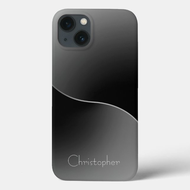Titanium silver Stainless Steel Print iphone 15 (Baksida)