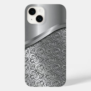 Titanium Silver Stainless Steel Print iphone 15