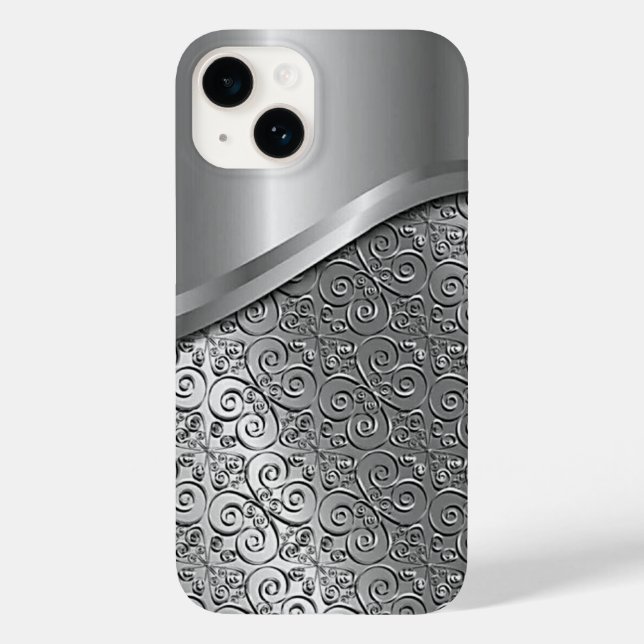 Titanium Silver Stainless Steel Print iphone 15 (Baksida)