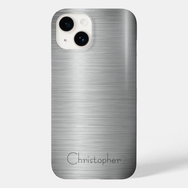 Titanium Silver Stainless Steel Print iphone 15 (Baksida)