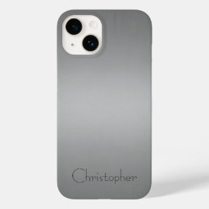 Titanium silver Stainless Steel Print iphone 15