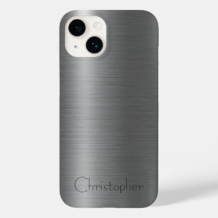 Titanium Silver Stainless Steel Print iphone 15