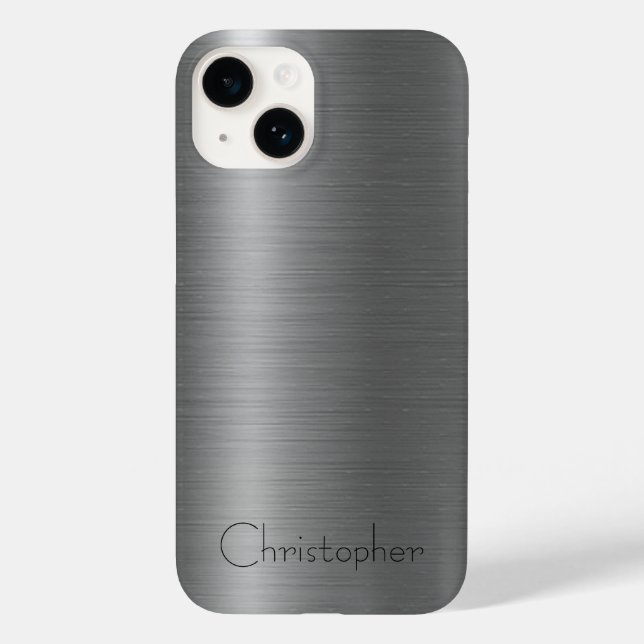 Titanium Silver Stainless Steel Print iphone 15 (Baksida)
