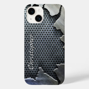 Titanium Silver Stainless Steel Print iphone 15