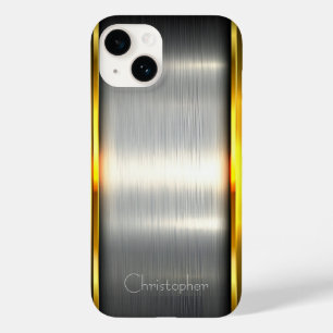 Titanium Silver Stainless Steel Print iphone 15