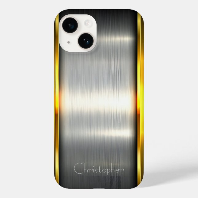 Titanium Silver Stainless Steel Print iphone 15 (Baksida)