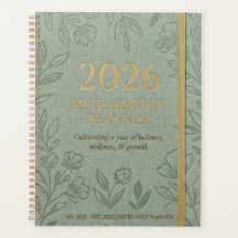 Titel: 2026 My Harmony Dagbok | Sage Floral