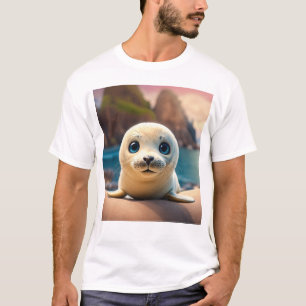 **Titel:** 3D Baby Förseglingsteckendesign **Descr T Shirt