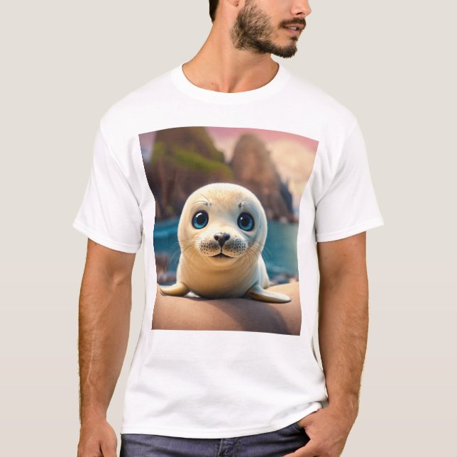 **Titel:** 3D Baby Förseglingsteckendesign **Descr T Shirt (Framsida)