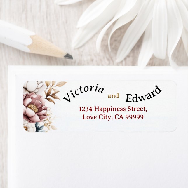 Titel (50): Victorian Peony Luxe EnKue Adress Returadress Etikett (Insitu)