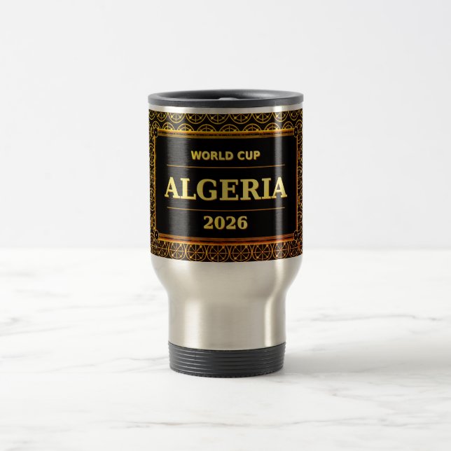 TITEL: Algerisk fotbollsfan 2026 Svart guldlyx Resemugg (Center)