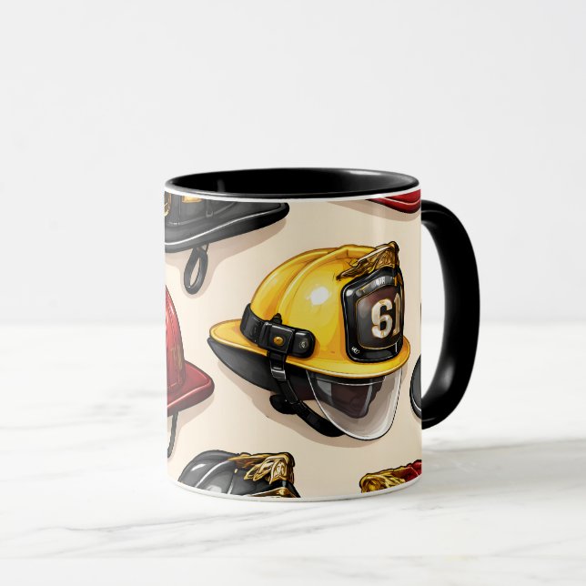 Titel brandman hjälm mönster brandstation depa mugg (Framsida höger)