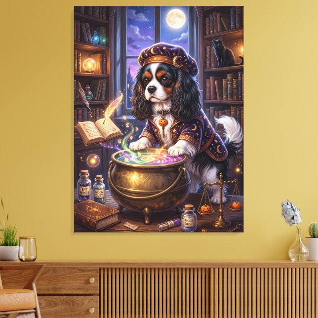 Titel: Cavalier King Charles Spaniel Trollkarlshun Canvastryck (Insitu (Vardagsrum))