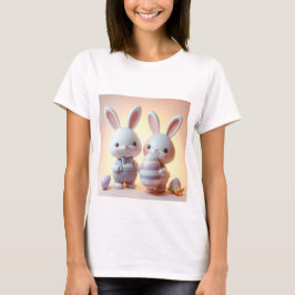 Titel: Charming 3D-Påskhare med Festive Egg T Shirt