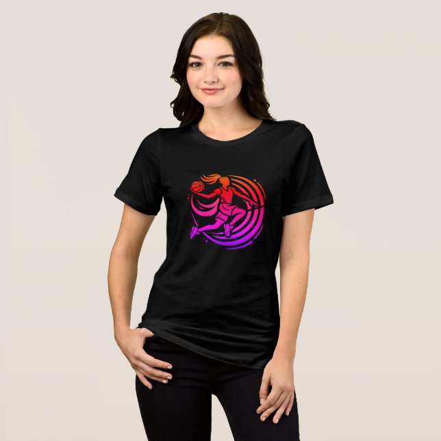 Titel: Dynamic Female Basketball Silhouette Logoty T Shirt (Framsida Full)