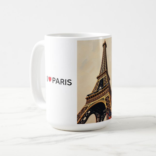 Titel: Elegant Eiffeltornssilhuett Kaffemugg (Framsida vänster)