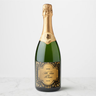 **Titel:** "Elegant Vin Flaska Grönt och guldål