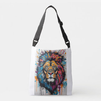 Titel Färgglad Abstrakt Graffiti Lejon Crossbody V Axelväska