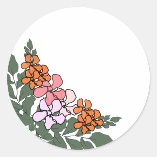 Titel: Färgstämpel för Blommigt Runt Klistermärke