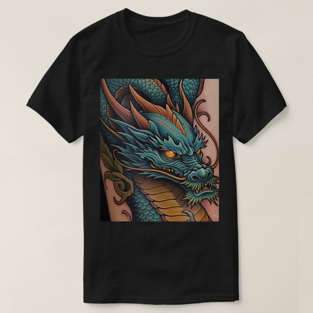 Titel: Fet Dragon Graphic Manar Black-Shirt de T Shirt (Design framsida)