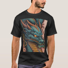 Titel: Fet Dragon Graphic Manar Black-Shirt de T Shirt