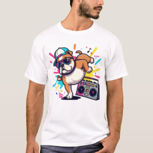 Titel: Funky Serietecknad Hund Grafisk T-Shirt