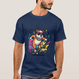 Titel: Funky Serietecknad Hund Grafisk T-Shirt