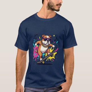Titel: Funky Serietecknad Hund Grafisk T-Shirt