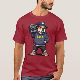 Titel: Funky Serietecknad Hund Grafisk T-Shirt