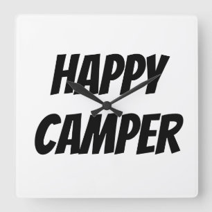 Titel: Glad Campare Rolig Camping Utomhusäventyr Fyrkantig Klocka