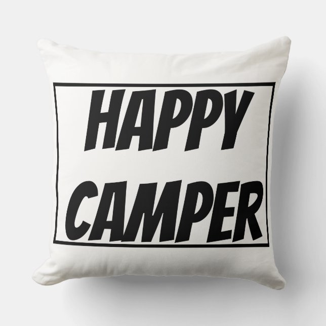 Titel: Glad Campare Rolig Camping Utomhusäventyr Kudde (Framsida)