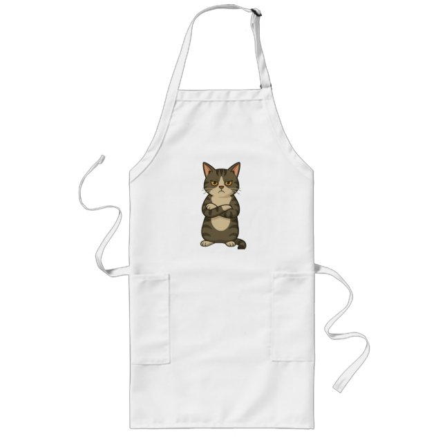 Titel: Grumpy Cat Attityd – Rolig Tecknad T-Shirt Långt Förkläde (Framsidan)