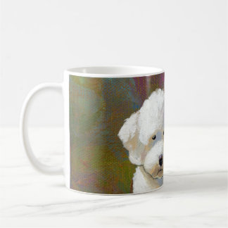 Titel: Jag funderar på det - bedårande vit hund Kaffemugg