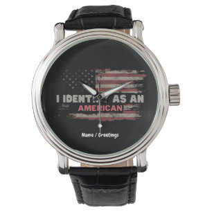 Titel: Jag identifierar mig som amerikansk Flagga Armbandsur
