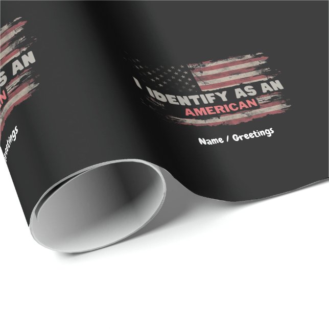 Titel: Jag identifierar mig som amerikansk Flagga Presentpapper (Rullad Hörn)