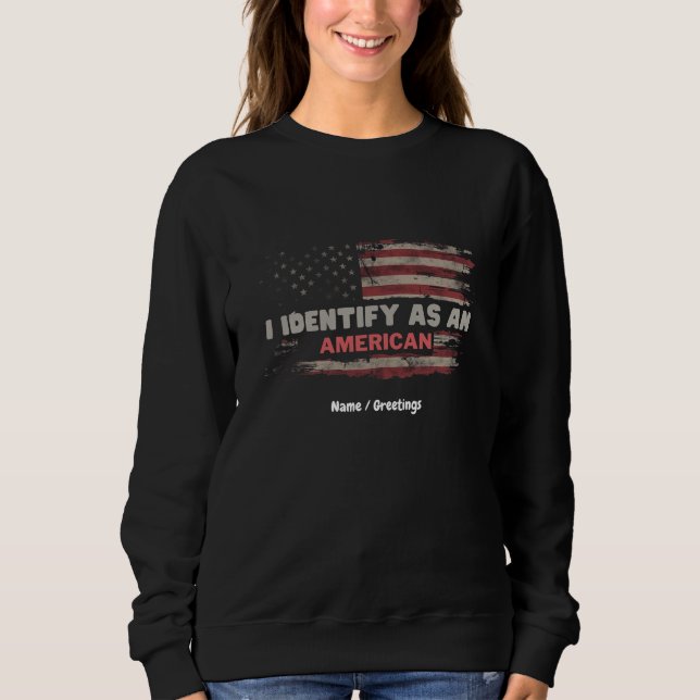 Titel: Jag identifierar mig som amerikansk Flagga T Shirt (Framsida)