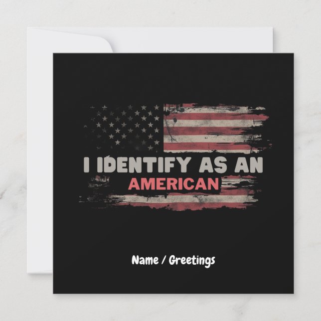 Titel: Jag identifierar mig som en amerikan US Fla Inbjudningar (Framsida)